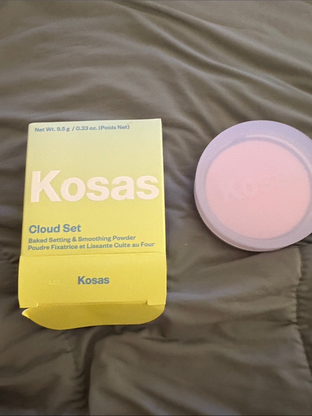 Kosas Cloud Set Baked Setting Powder — Yellow Box with Pink Compact